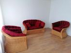 Rotan zithoek - 2 fauteuils & bank, Huis en Inrichting, Ophalen, Gebruikt, Riet of Rotan, Vintage