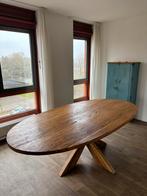 Eettafel 6 persoons ovaal hout., Ophalen, 100 tot 150 cm, 200 cm of meer, Zo goed als nieuw