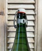 Drie antieke groene wijnflessen met ziel en beugeldoppen, Antiek en Kunst, Antiek | Glas en Kristal, Ophalen of Verzenden