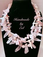 Zoetwaterparels en rozenkwarts, Sieraden, Tassen en Uiterlijk, Kettingen, Verzenden, Nieuw, Steen of Mineraal, Roze