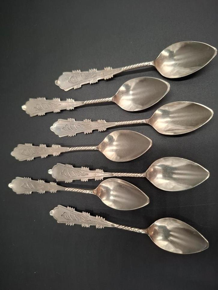 Antiek zilver 6 theelepels, Antiek en Kunst, Antiek | Goud en Zilver, Zilver, Ophalen of Verzenden