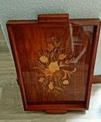 Dienblad met bloemmotief, Ophalen of Verzenden, Gebruikt, Rechthoekig, Hout