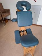 Stronglite massagestoel van hout met blauwgrijze bekleding, Sport en Fitness, Ophalen, Zo goed als nieuw, Massagestoel of Kussen