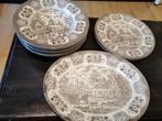 Old Inns series bruine borden, England 6x diepborden, 23cm,, Antiek en Kunst, Antiek | Servies los, Ophalen of Verzenden