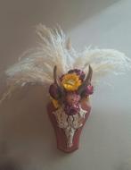 Wanddecoratie met ree gewei en droogbloemwn, Huis en Inrichting, Woonaccessoires | Droogbloemen, Ophalen of Verzenden, Zo goed als nieuw