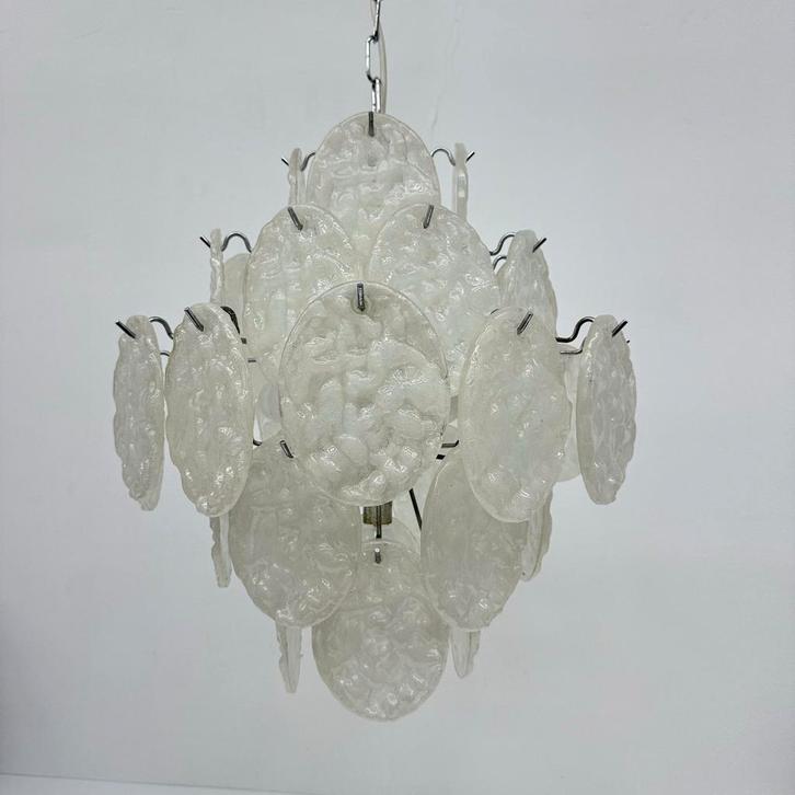 Vintage Kroonluchter Jaren 70, Huis en Inrichting, Lampen | Kroonluchters, Gebruikt, Glas, Ophalen of Verzenden