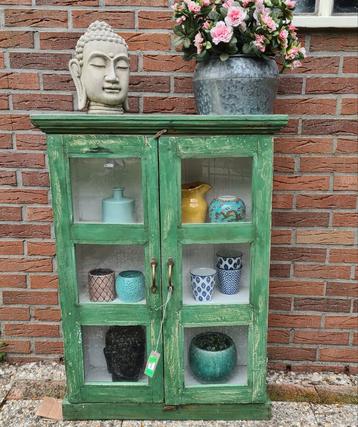 Indiaas kastje indiase kast vitrinekast vintage groen  beschikbaar voor biedingen