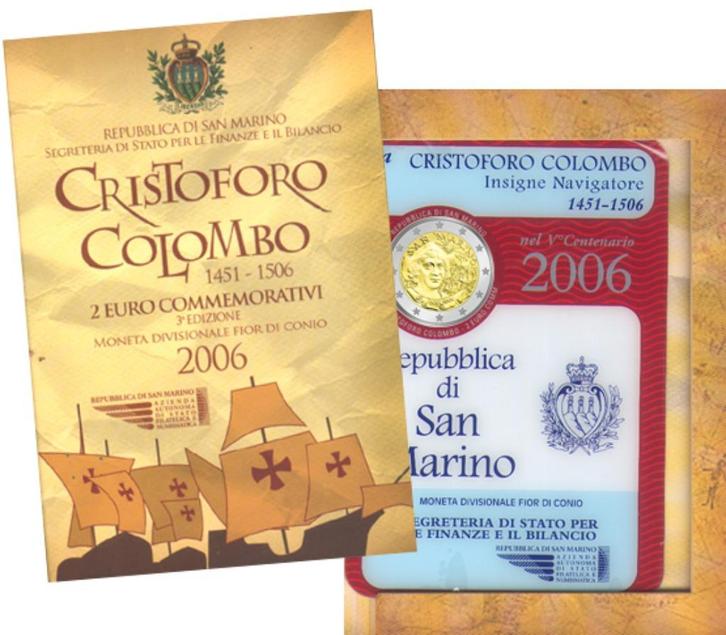 2 Euro San Marino 2006 in BU Blister - Christoffel Columbus, Postzegels en Munten, Munten | Europa | Euromunten, Losse munt, 2 euro