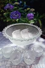Masserini Barocco Italië glazen punch bowl op voet + set 6 g, Ophalen of Verzenden