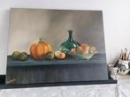 Zelfgemaakt olieverf schilderij fles pompoen 90 x 70  canvas, Ophalen