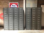 Vintage metalen schoenenkast met 10 vakken met kleppen, Ophalen, Gebruikt, Industrieel