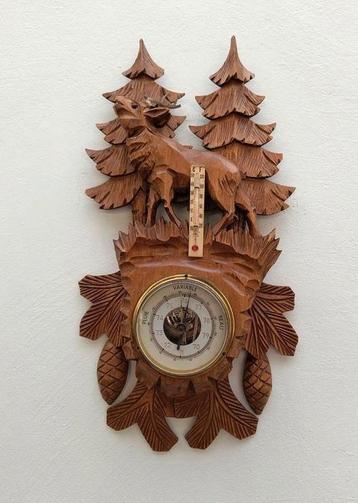 1976 Zwarte Woud barometer thermometer hand gesneden  beschikbaar voor biedingen