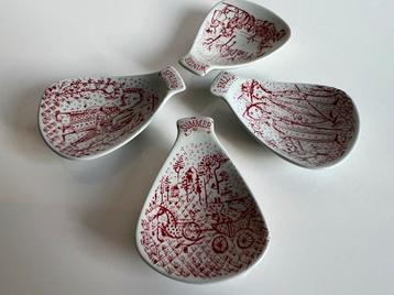 4 Vintage Bjorn Wiinblad Nymolle Schaaltjes Jaargetijden 60s beschikbaar voor biedingen