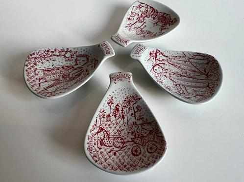 4 Vintage Bjorn Wiinblad Nymolle Schaaltjes Jaargetijden 60s, Antiek en Kunst, Antiek | Porselein, Ophalen of Verzenden