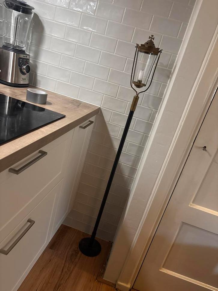 Antieke Processielantaarn, Huis en Inrichting, Lampen | Vloerlampen, Gebruikt, 150 tot 200 cm, Glas, Verzenden