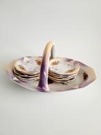 Set vintage servies schaal met petit four brocante, Ophalen of Verzenden