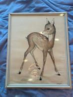 Vintage prent ( tekening) hertje, Antiek en Kunst, Ophalen of Verzenden