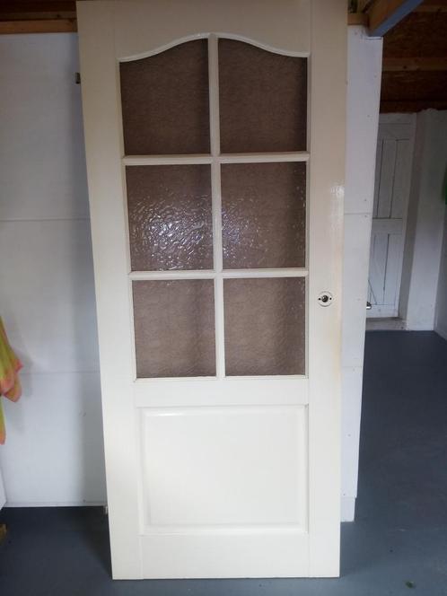 Opdekdeur links draaid 201,5 x 83 met mat glas binnen deur, Doe-het-zelf en Verbouw, Deuren en Horren, Zo goed als nieuw, Binnendeur