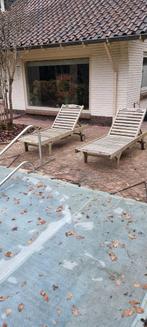 Teakhouten ligstoelen inclusief ligbed kussen waterdicht lic, Tuin en Terras, Ophalen, Teakhout