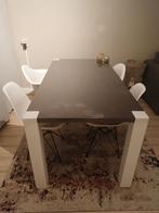 GRATIS eettafel bruin met wit. Zsm ophalen., Huis en Inrichting, Tafels | Eettafels, Ophalen, Gebruikt, Rechthoekig, 50 tot 100 cm