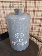 Antieke emaille grijs gewolkte Esso 5 liter Petroleum kan, Ophalen of Verzenden