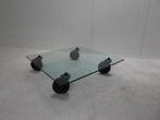 Gae Aulenti for Fontana Arte "Tavolo con Ruote" Italy 1980, Gebruikt, Vierkant, Ophalen of Verzenden, Glas