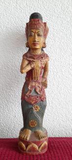 gekleurd houten beeldje van tempeldanseres Bali 33 cm, Verzenden