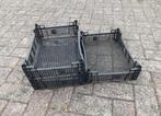 Lot zwarte plastic kratjes krat bak kratten stapelbaar, Ophalen of Verzenden, Gebruikt