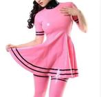 Mooie latex jurk met hals, tm 2XL (op maat), Kleding | Dames, Jurken, Verzenden, Nieuw, Roze, Boven de knie