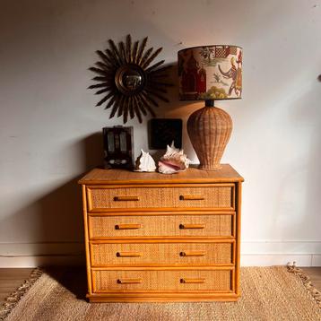 Rotan ladekast commode vintage beschikbaar voor biedingen