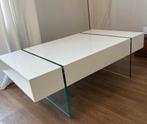 Salontafel wit met glas 70 x 140, Huis en Inrichting, Tafels | Salontafels, Ophalen, 100 tot 150 cm, 50 tot 100 cm, Zo goed als nieuw