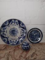 Vintage Gouda Bord en Delfts Blauw Servies, Ophalen of Verzenden