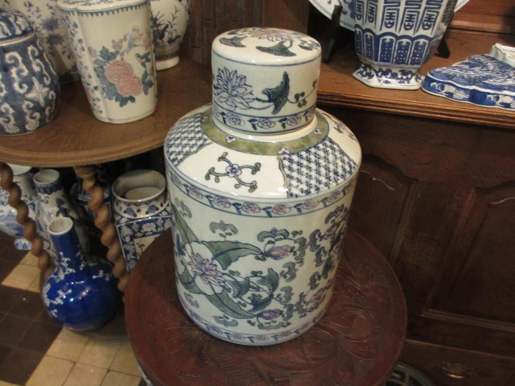 Zeer grote Gemberpot oud chinees porcelein met deksel 36cm, Ophalen of Verzenden