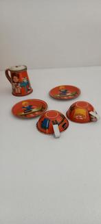 Vintage Blikken Koffieservies - Koffiepot & 2 Kopjes, Antiek en Kunst, Ophalen of Verzenden
