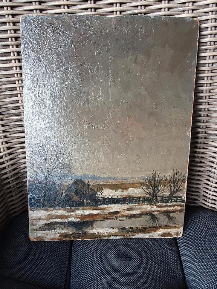 Winterlandschap met boerderij, olieverf jaap raat, Antiek en Kunst, Kunst | Schilderijen | Klassiek, Ophalen of Verzenden