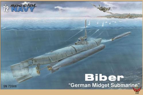 Special Navy 1/72 Biber German Midget Submarine, Hobby en Vrije tijd, Modelbouw | Boten en Schepen, Nieuw, 1:50 tot 1:200, Overige merken