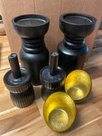 Zwarte Kaarsenhouders & Goudkleurige Waxinelichthouders, Ophalen, Zwart, Zo goed als nieuw, Metaal