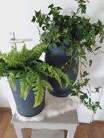 2 landelijke vazen grijs steen, Steen, Overige kleuren, Ophalen of Verzenden, Zo goed als nieuw