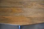 2 x ovale eettafel ovaal metaal mangohout 180x90 cm., Huis en Inrichting, Tafels | Eettafels, Ophalen, 50 tot 100 cm, Zo goed als nieuw