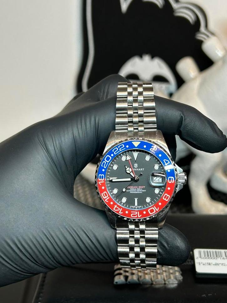 Steinhart Ocean One GMT Pepsi 39MM, Sieraden, Tassen en Uiterlijk, Horloges | Heren, Zo goed als nieuw, Overige merken, Staal