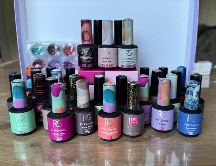 Pink Gellac set, Sieraden, Tassen en Uiterlijk, Uiterlijk | Cosmetica en Make-up, Zo goed als nieuw, Toebehoren, Handen en Nagels