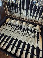 Verzilverde vintage bestekkoffer, Ophalen of Verzenden