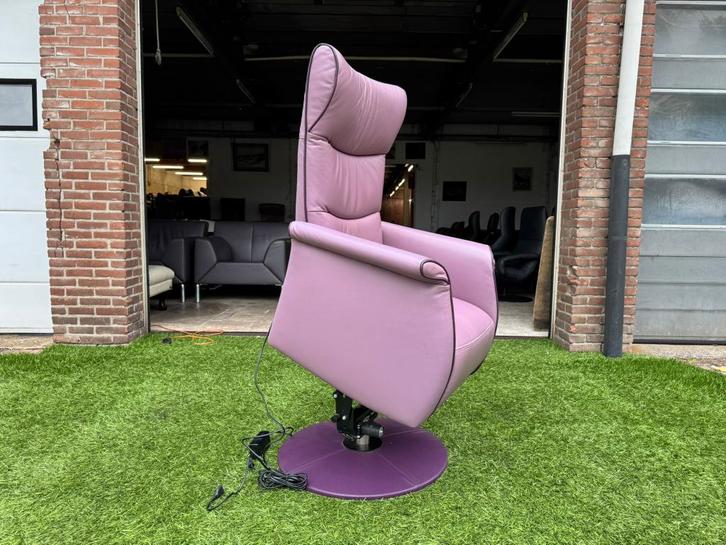 Sta-op stoel PROMINENT Wilson Frans Molenaar paars leer, Huis en Inrichting, Fauteuils, Zo goed als nieuw, Hout, Leer, Metaal