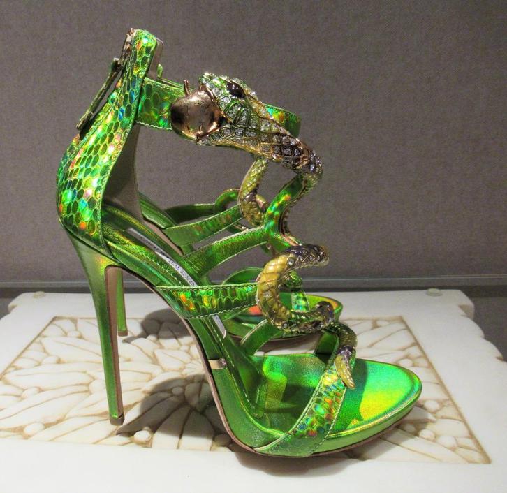 Prachtige Gianmarco Lorenzi "Adam & Eve" sandalen, mt 37, Kleding | Dames, Schoenen, Nieuw, Sandalen of Muiltjes, Groen, Verzenden
