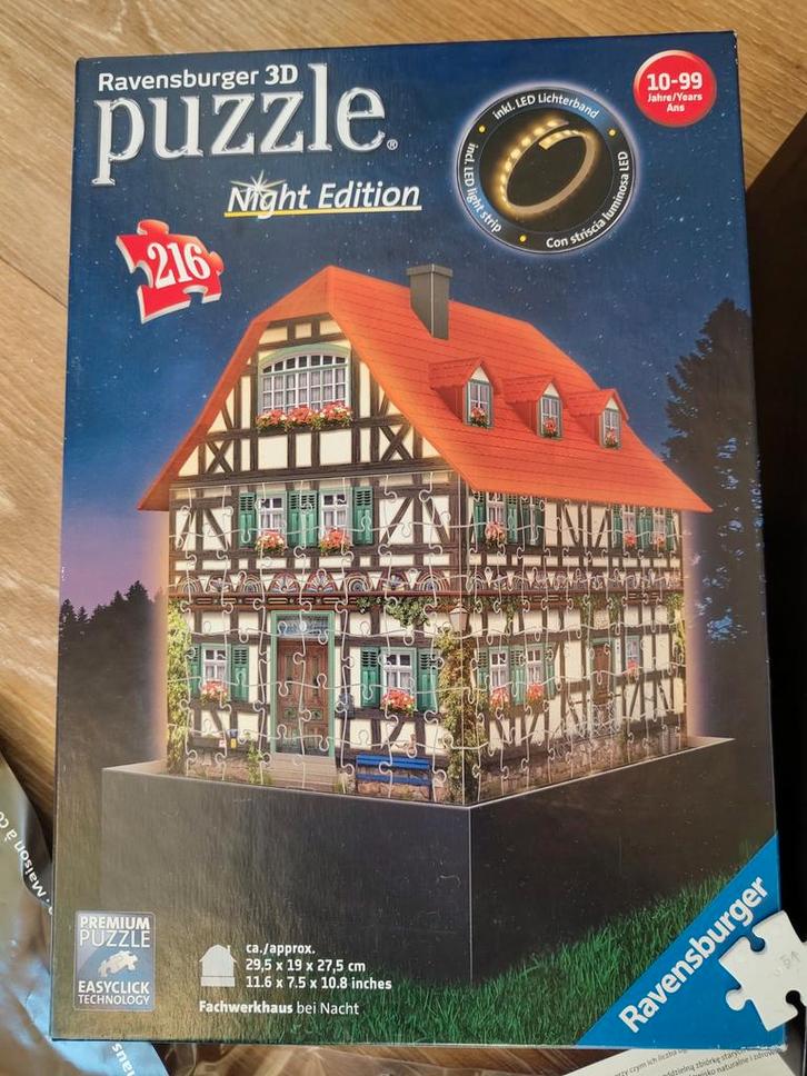 Ravensburger 3D Puzzel - Fachwerkhaus bij Nacht, Hobby en Vrije tijd, Denksport en Puzzels, Gebruikt, Rubik's of 3D-puzzel, Minder dan 500 stukjes