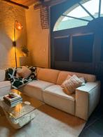 Designzetel in zachte bouclé-/veloursachtige stof in ecru, Ophalen, Modern organisch / cosy modern, 100 tot 125 cm, Hoekbank