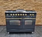 Luxe Fornuis Boretti 100cm antraciet + messing frytop, 60 cm of meer, Ophalen of Verzenden, Zo goed als nieuw, Energieklasse A of zuiniger