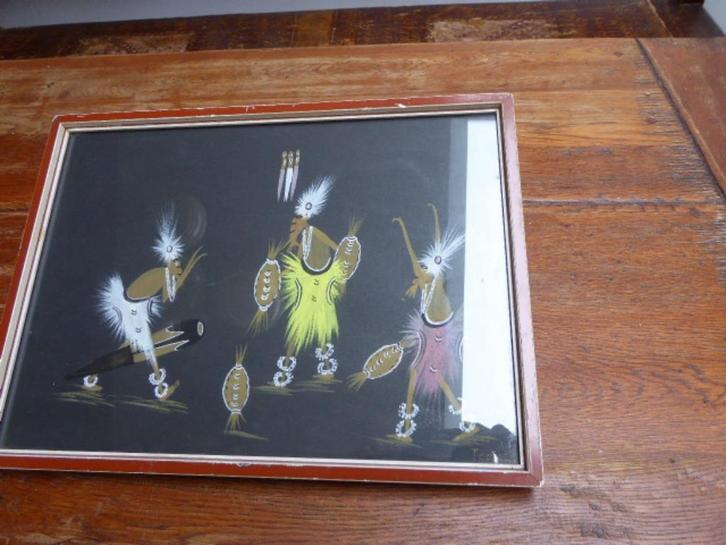 Afrikaanse aquarel in lijst, Antiek en Kunst, Antiek | Woonaccessoires, Ophalen of Verzenden