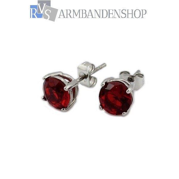 Rvs oorbellen met rode "robijn" heren dames oorbel, Sieraden, Tassen en Uiterlijk, Oorbellen, Nieuw, Knopjes of Stekers, Overige materialen