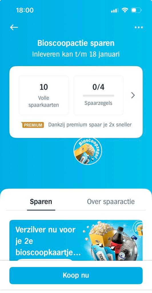 AH Bioscoopactie 2e kaartje gratis, Tickets en Kaartjes, Recreatie | Pretparken en Attractieparken, Twee personen, Kortingskaart